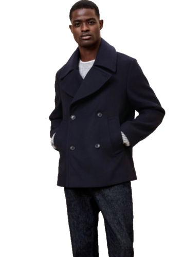 Banana Republic Men's Pea Coat Wool Blend Navy Blue NWT XXL $250 - Picture 4 of 4