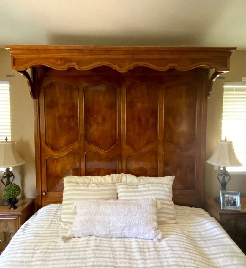 Henredon Villandry CAL King Canopy Tester Bed Walnut Wood 1980's Mansion $15K - Image 3 of 4