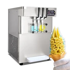 Kolice 3 Flavors Soft Serve Ice Cream Maker, Upper Tanks Refrigerated, 2+1 Mixed