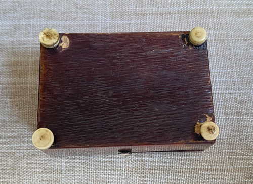 Antique c1815 Georgian Mini Faux Tortoiseshell Casket Patch Box Bone Feet - Picture 18 of 21