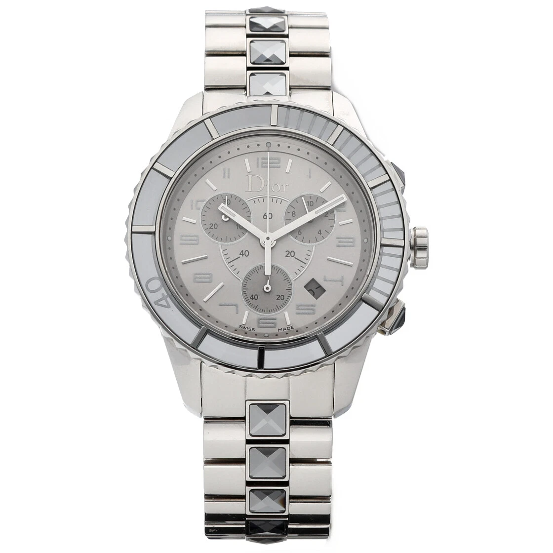 Chronographe cristal Christian Dior CD114312 38 mm acier argent quartz