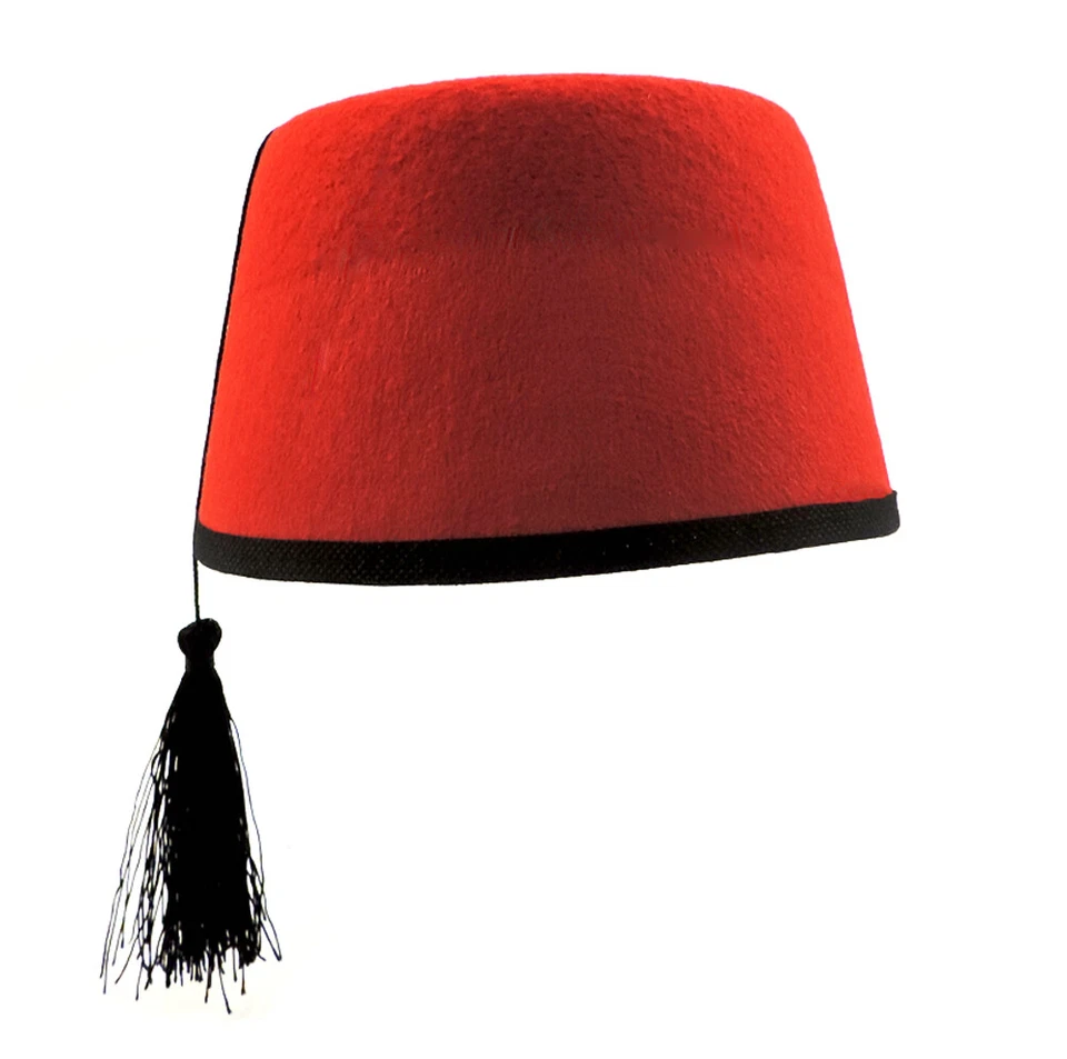 Adulto Casablanca Marroquí Fieltro Turco Dr Who Shriner Fez Rojo Foto 4 de 4