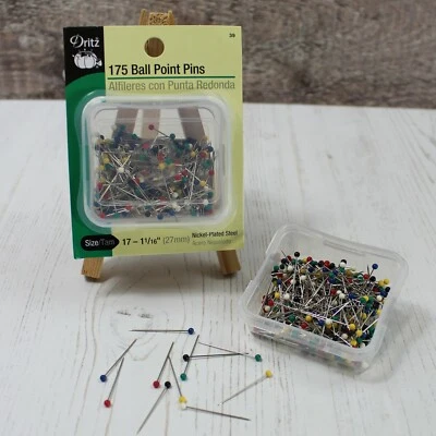 Prym Dritz Dressmakers Pin Coloured Plastic Head Steel Ball Point Pin Fine 27mm