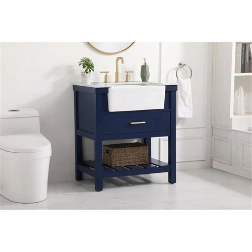 Elegant Decor Clement 30" Aluminum MDF Single Bathroom Vanity in Blue - Picture 2 of 8