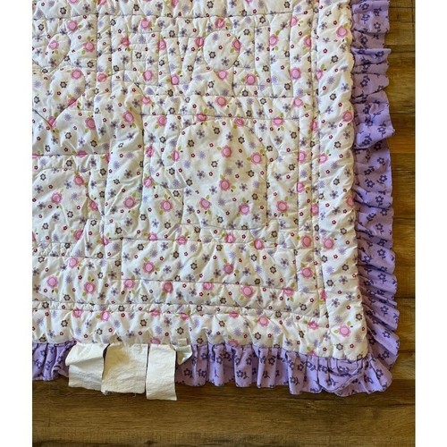 Circo Love N Lilacs Baby Comforter Quilted Ruffled Purple Pink Green Retired HTF - Picture 9 of 13