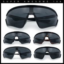 Mens Windbreaker Wrap Around Curved Shield Lens Sport Plastic Sunglasses