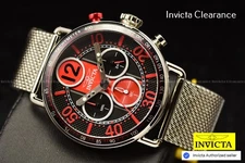 Invicta Men's 44mm Speedway GEARSHIFT Chronograph RED DIAL Silver Tone SS Watch