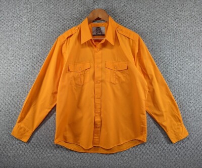 TIGER HILL Performance Popeline Herren Orange Doppeltasche Angeln Wandern Hemd M
