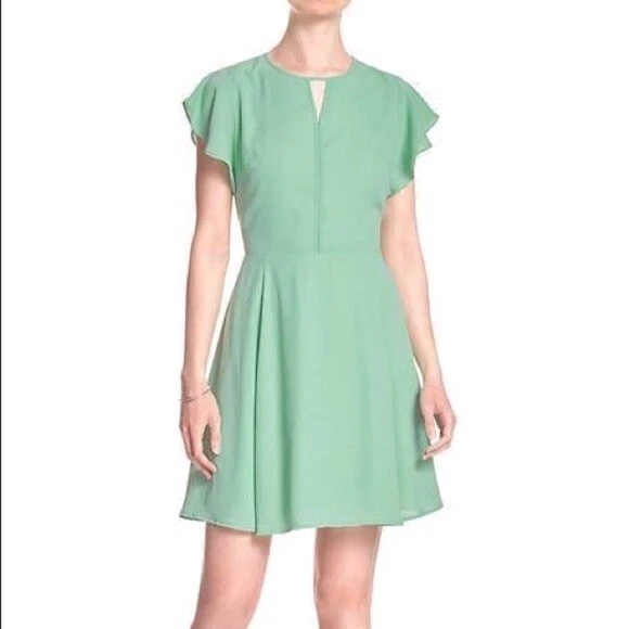 Banana Republic Mint Green Chiffon Ruffle Dress Size 6 | eBay