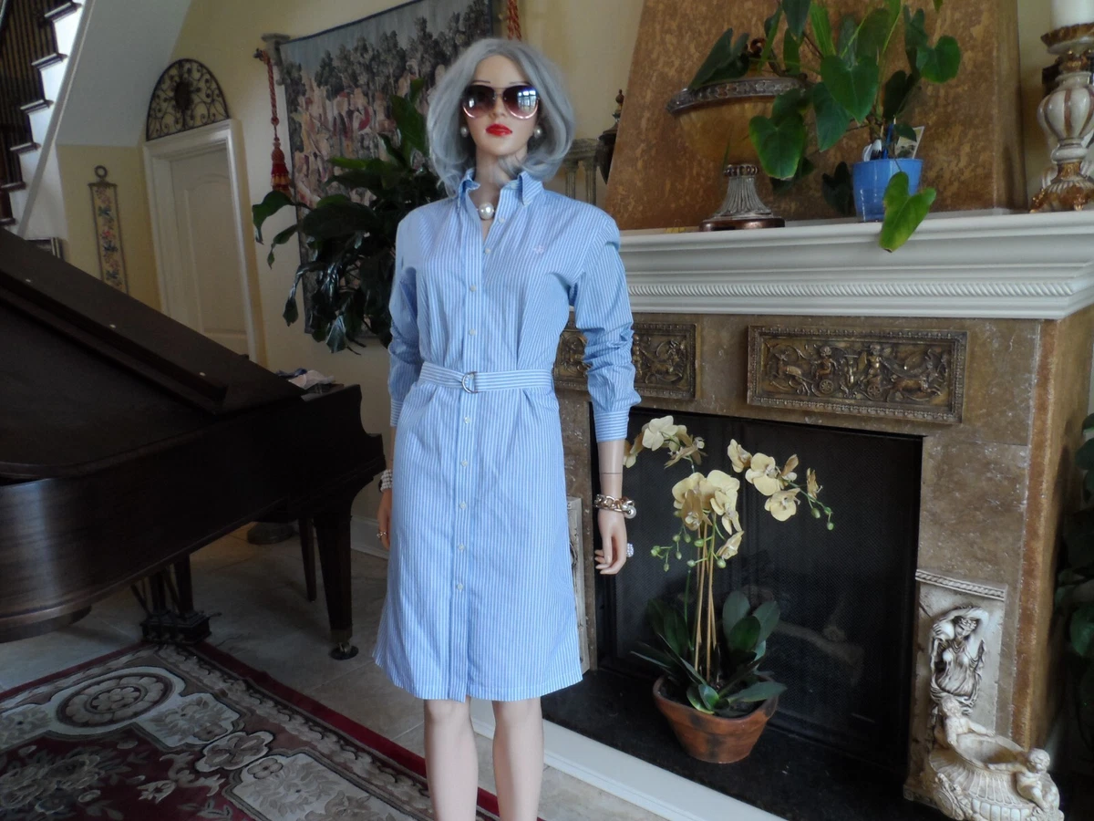 New Brooks Brothers 346 Light Blue/White Striped Shirt Dress 4 | eBay