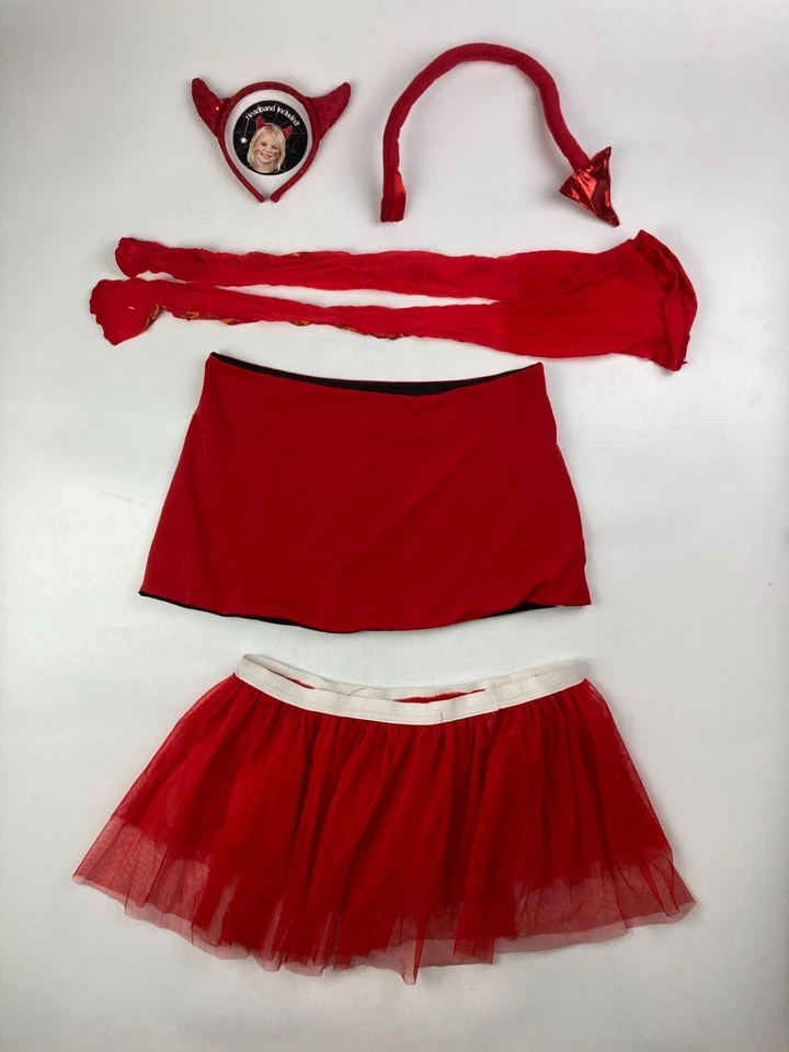 Женский S дьявола костюм две юбки, колготки, хвост, рога обруч для волос - Изображение 2 из 2