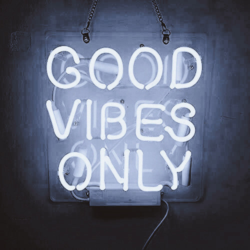 Luce insegna neon acrilico 14"x10" Good Vibes Only bianca con dimmer VSX - Foto 1 di 1