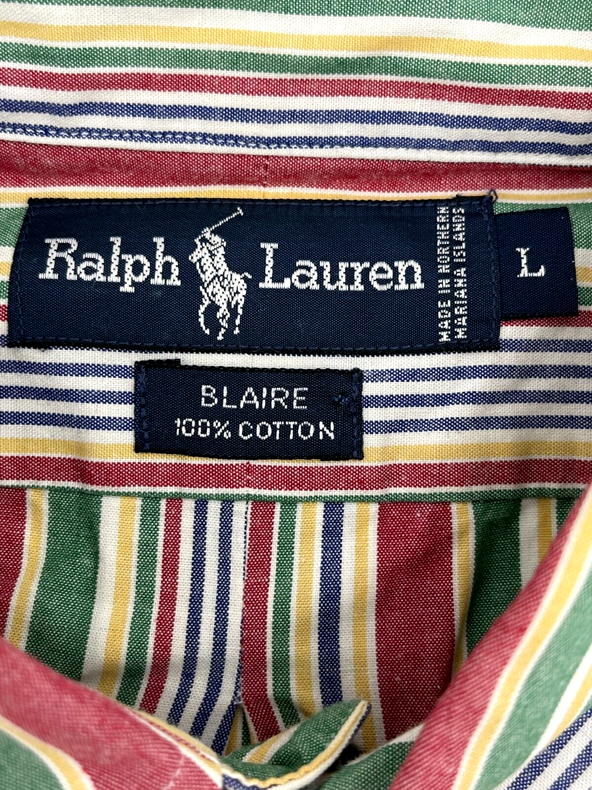 Camicia Ralph Lauren con bottoni uomo grande Blaire a quadri a righe designer pony vintage