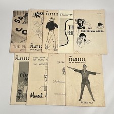 Lot of 9 1950s Playbills: Peter Pan, Threepenny Opera, Bus Stop, Marcel Marceau