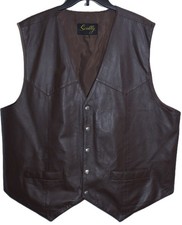 Scully Mens Leather Vest Mens Size 2XL Brown Western Wear Snap Button Pockets