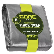 9 Ft. X 12 Ft. Silver/Black 8 Mil Heavy Duty Polyethylene Tarp, Waterproof, Uv R