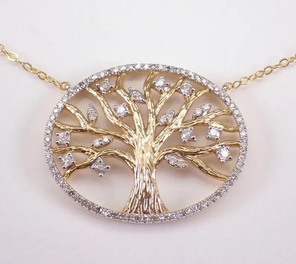 Alternate view of 1ct Round Cut Real Moissanite Women's Tree Life Pendant 14k White Gold Plated