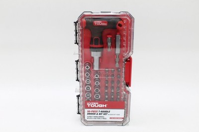 Hyper Tough 50-Piece T-Handle Driver with Bits and Sockets in Click Fit Case