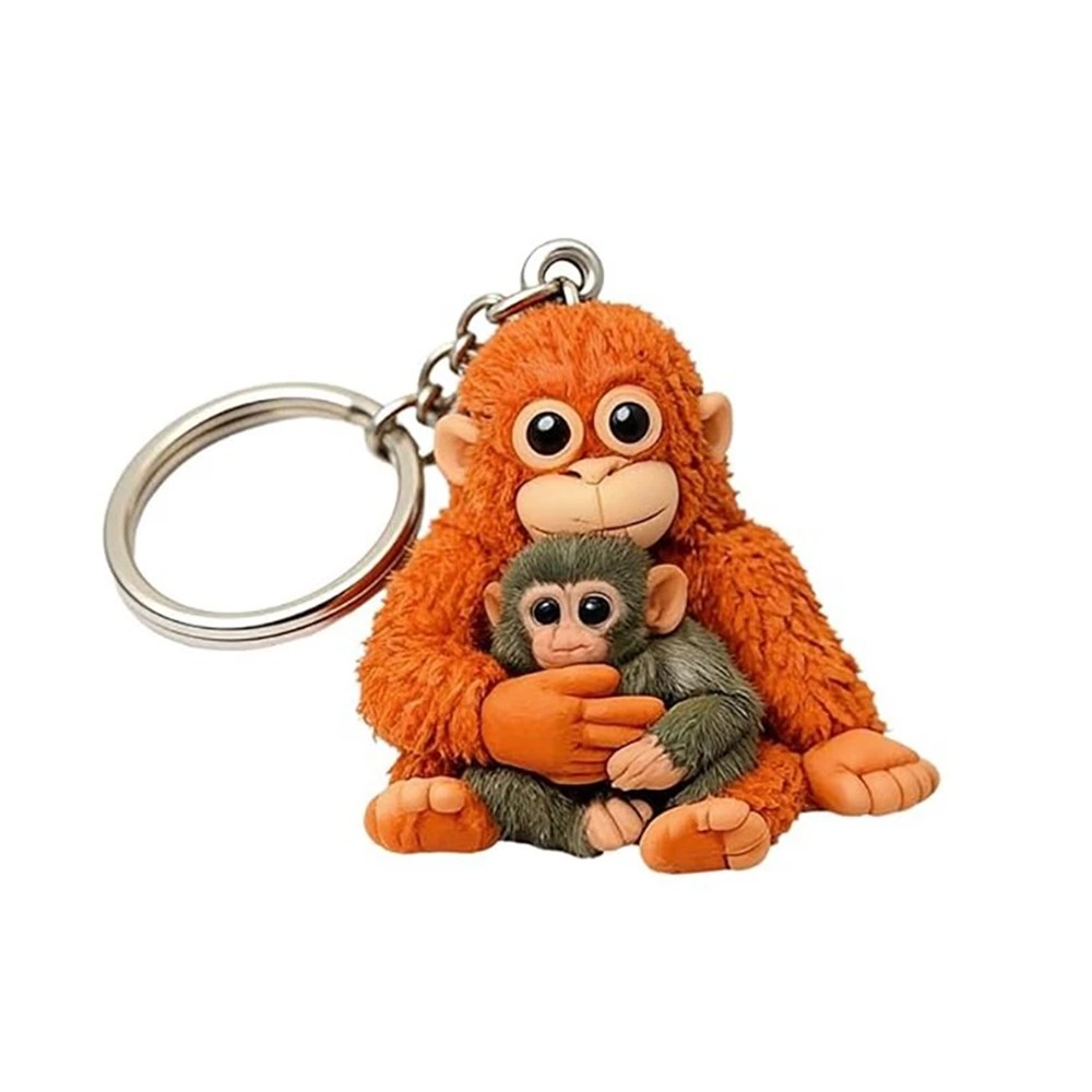 Punch The Monkey Keychain 3D Printed Holding Plush Toy Hanging