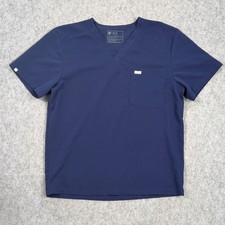 Figs Navy Blue Leon Three-Pocket Short Sleeve V-Neck Scrub Top Men's Size XL