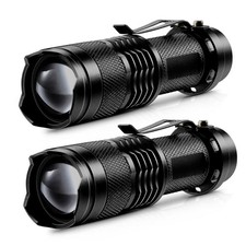 2x Mini LED Flashlight Work Light Clip Torch Penlight Zoomable Pocket Lamp