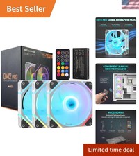 Enhanced 3-Pack 120mm RGB PC Cooling Fans with Hub - Silent Operation  Control