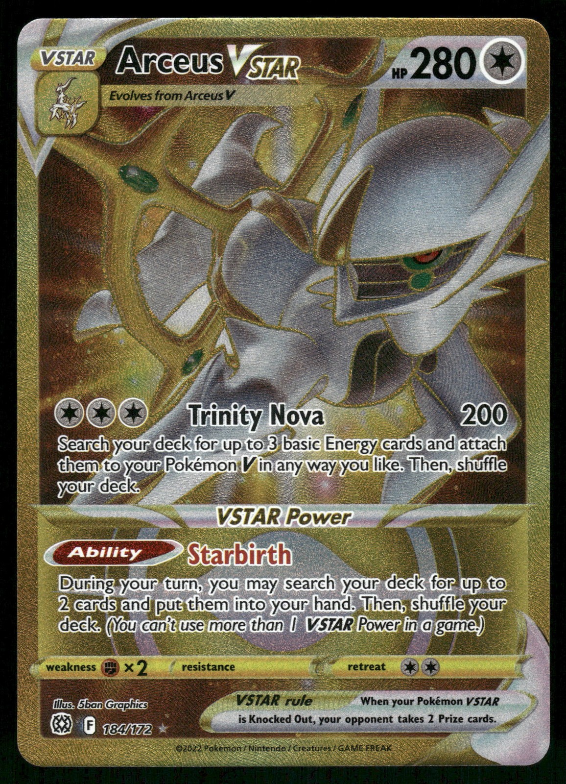 Arceus VSTAR (Secret) (184) #184/172 Pokemon SWSH09: Brilliant Stars