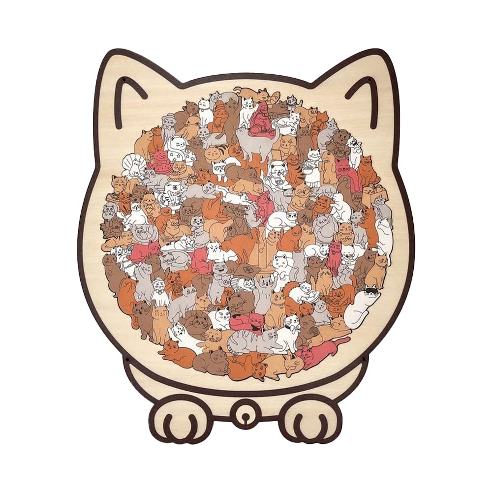 135-Piece Morandi Color Cat Wooden Jigsaw Puzzle Perfect Gift for