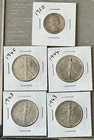 1943 1944 1945 Walking Liberty Half Dollars + 1950 Silver Quarter Lot of 5