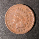 1897 Indian Head Cent - 1 in throat. VG. — photo 1