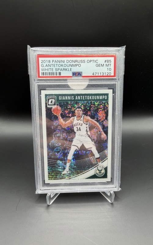 Panini 2018 Donruss Optic Giannis Antetokounmpo #85 White Sparkle PSA 10 SSP