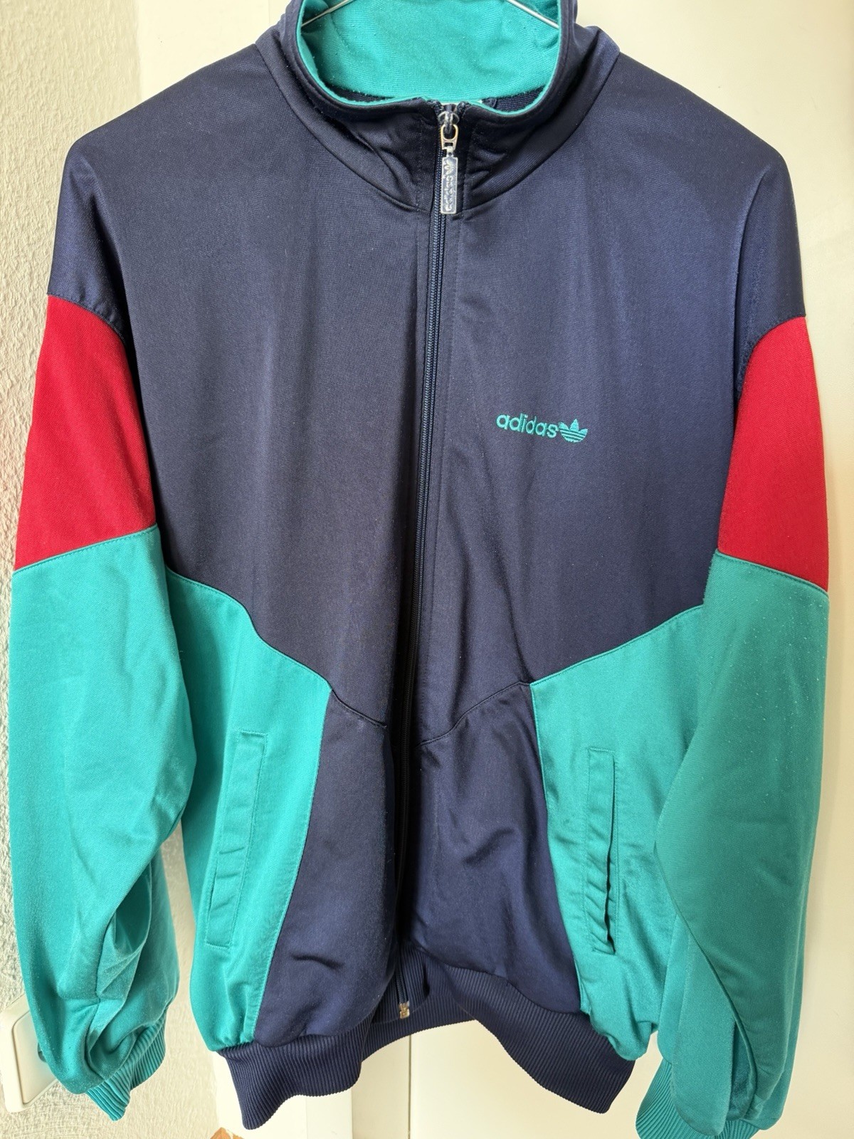 Vintage Adidas Originals Track Jacket 90s - Colorblock Trefoil - Talla L