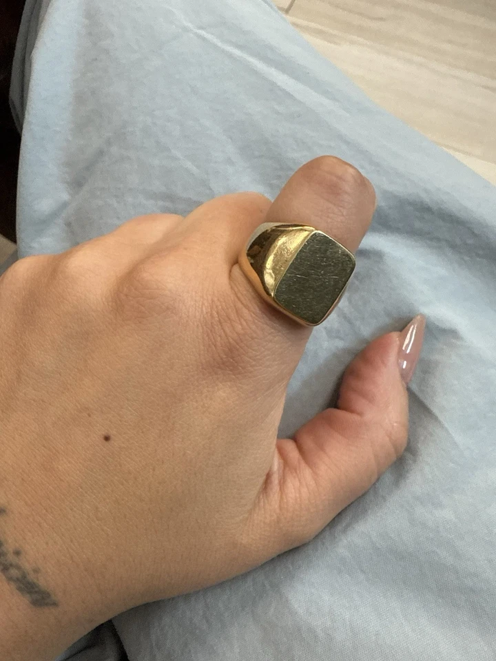 Anillo de sello de oro amarillo de 14k vintage de los años 60 de TIFFANY & CO. con bolsa raro Foto 2 de 4