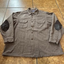 VTG Pendleton Board Shirt loop collar wool XL Brown Shadow plaid USA 60s