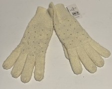 Loft Women's Gloves Cream Embellished Sparkle NEW WITH TAGS 10  Long 3.5  Wide