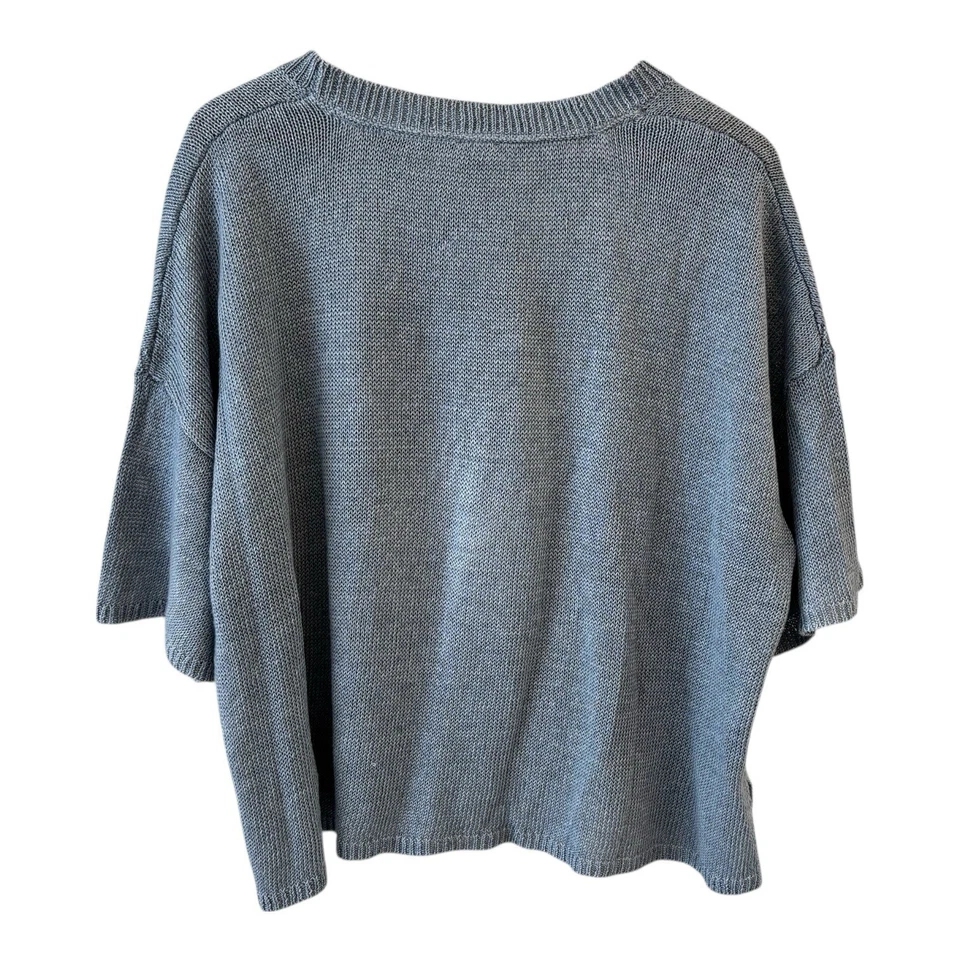 Suéter Poetry Mujer 100% Lino Tejido Talla 16 Azul Minimalista Cápsula Costera Foto 2 de 4