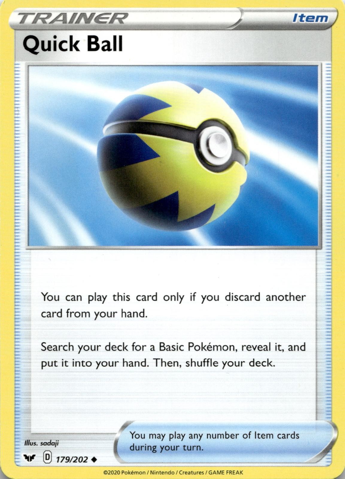 Quick Ball 179/202 Uncommon Sword & Shield Pokemon Lightly Played