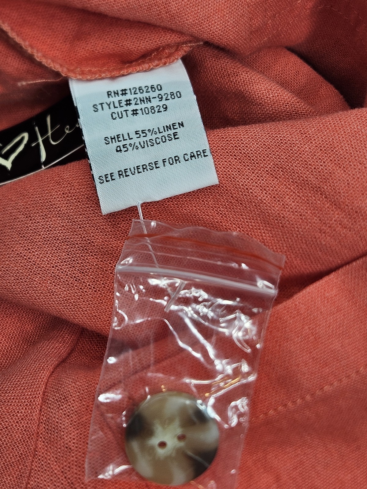 Velvet Heart Linen Blend Short Sleeve Button Front Romper Womens Small Coral