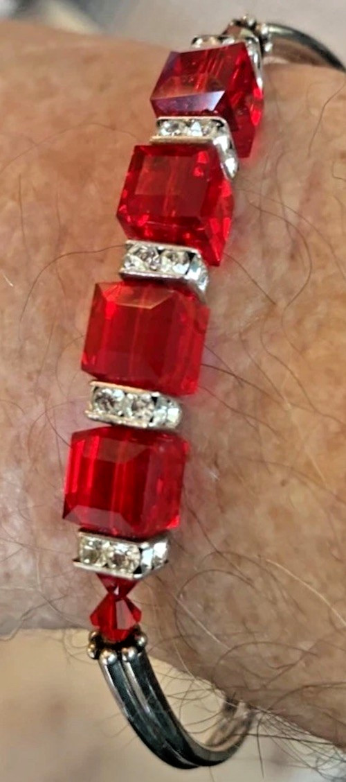 Brilliant Ruby Red & Clear Austrian Crystal Brace… - image 5