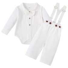 Baby Boy Baptism Outfit Blessing Overalls Shirts Long Pants Christening Gifts