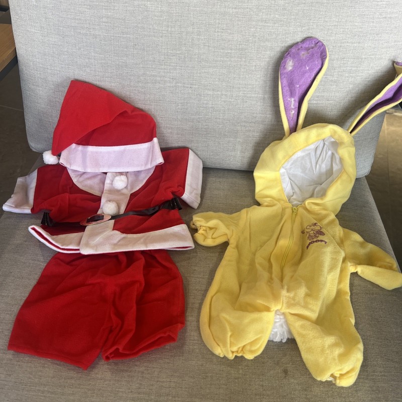 Vintage Clothes For Plush Snoopy Lot of 2: Santa Suit and Easter Bunny Costume