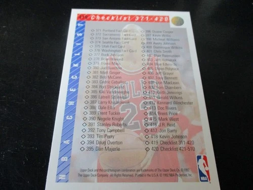 MICHAEL JORDAN   (chicago bulls)  1992/93  upper deck  checklist card #419  mInt
