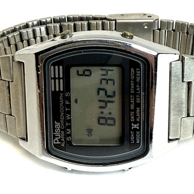 #ad 1980s Vintage Pulsar LCD Chronograph Digital Watch Y789 5059 New Battery READ $89.99