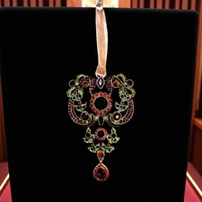 Frontgate Jeweled Scroll Teardrop 5" Christmas Ornament Rare Discontinued