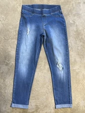Members Mark Womens Stretch Blue Mom Jeans Jegging Faux Front Pockets Sz M