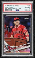 2017 Topps Chrome Variation Refractor Mike Trout (Red Jersey) #200 PSA 10 GEM MT