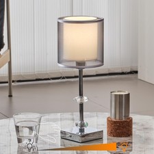 Silver Chrome Cordless Rechargeable Table Lamp 39cm RRP £26.99