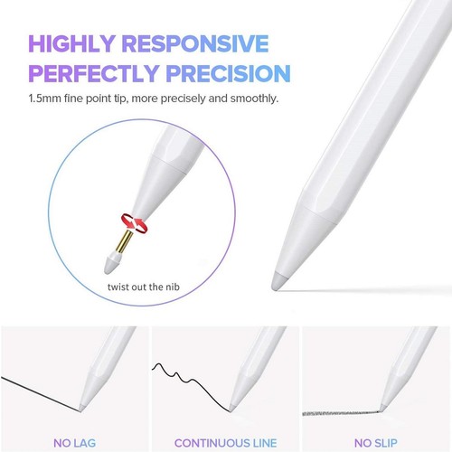 1.5mm Fine F Nib Stylus Pen Palm Rejection Capacitive Pencil For iPad 7th/8th - Afbeelding 7 van 17