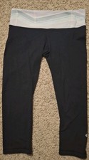 Lululemon Capri Leggings Size 8 Black Stretch Athletic Performance Gym READ 