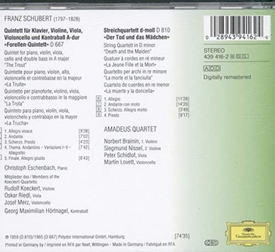 Amadeus Quartet - Trout Quintet - Amadeus Quartet CD SUVG The Cheap Fast Free